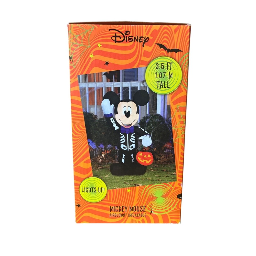 Gemmy 3.5 ft Disney's Mickey Mouse in Skeleton Costume Halloween Inflatable NEW